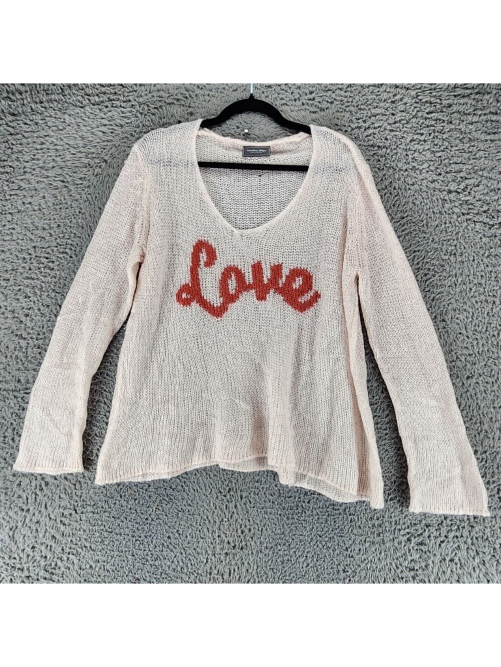 Wooden Ships Sweater Womens Medium Pink Acrylic Blend Long Sleeve Pullover